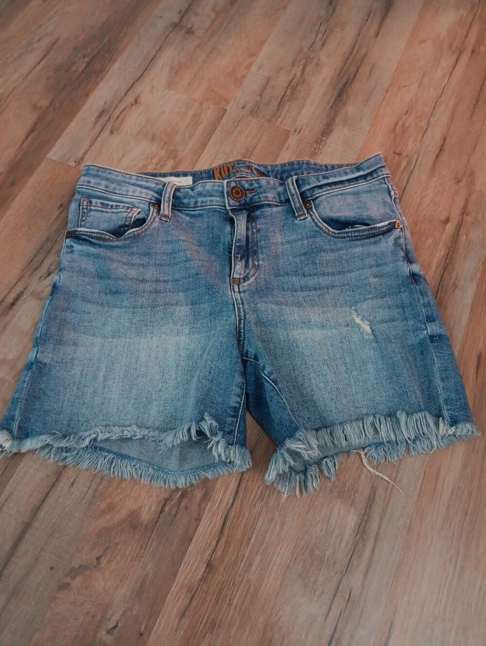 Kut from the Kloth Kity Boyfriend  Light Blue Distressed Denim Cutoff Shorts